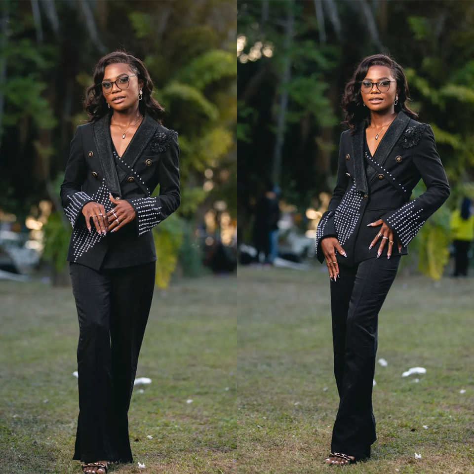 Unique Women'S Formal Wear - Conjuntos de Calças Femininas com Pérolas