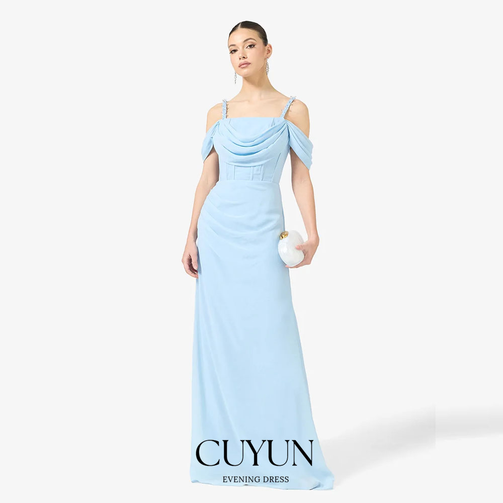 Women'S Formal Dinner Wear - Cuyun personalizado céu azul formal vestidos
