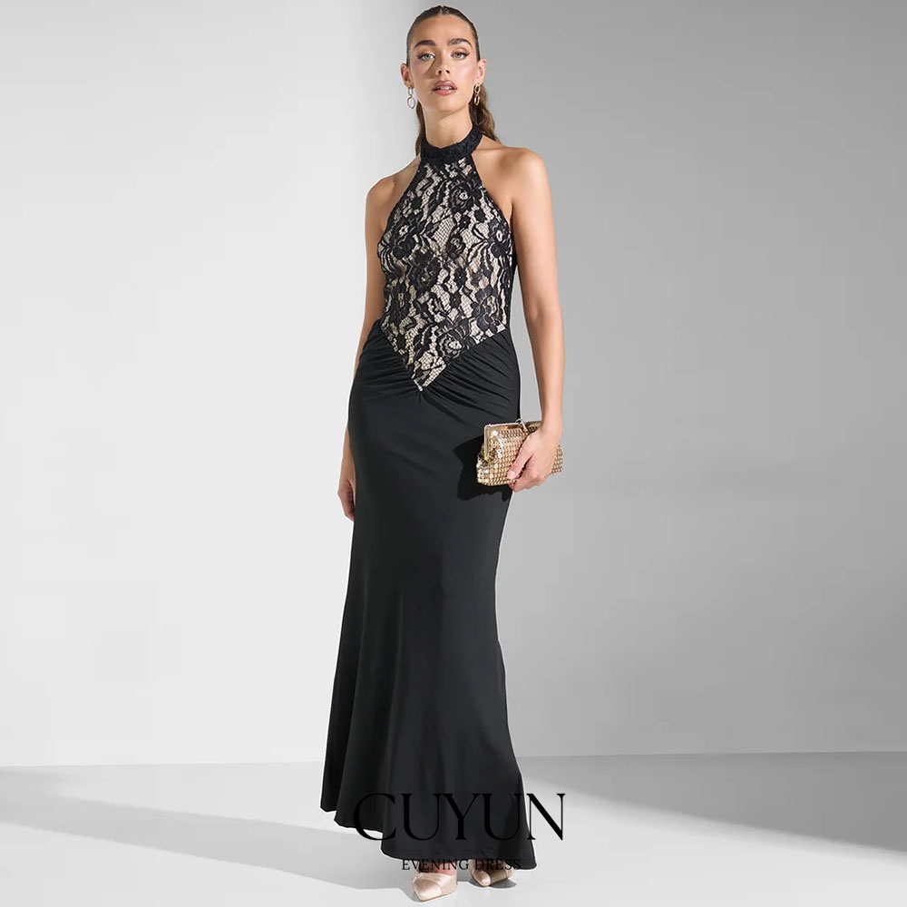 Women'S Formal Dinner Wear - Cuyun personalizado preto sexy rendas vestidos