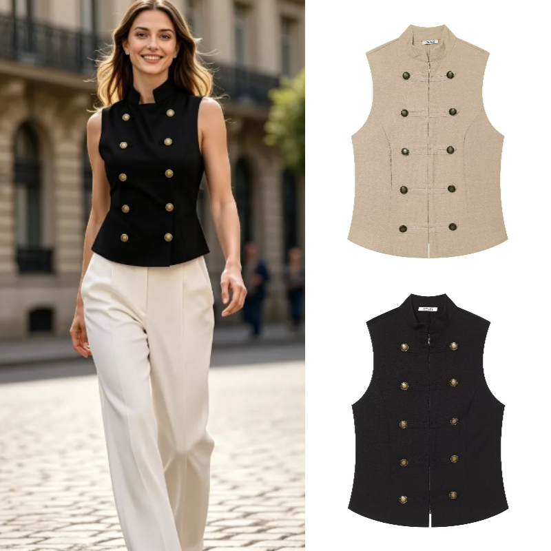 Women'S Formal Day Wear - Camisa Feminina Slim Fit Sem Mangas