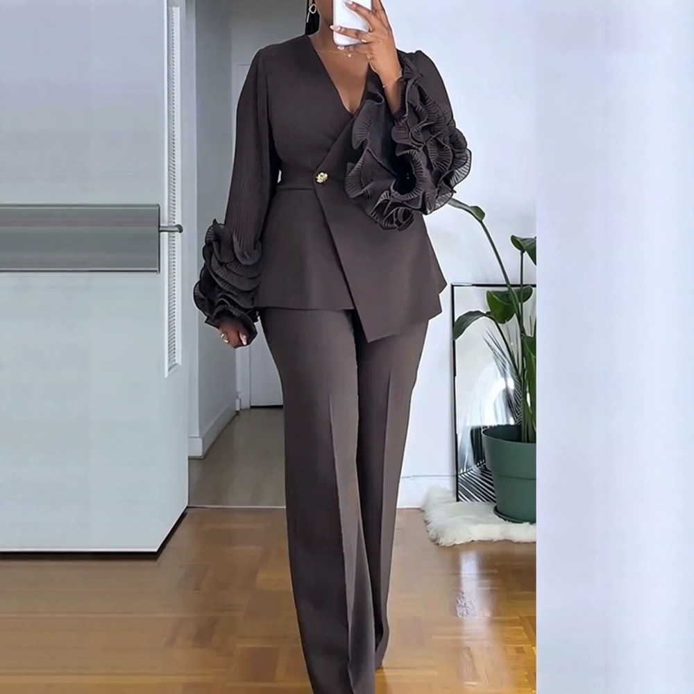 Women Formal Wear Set - Conjunto feminino de 2 peças, blazer