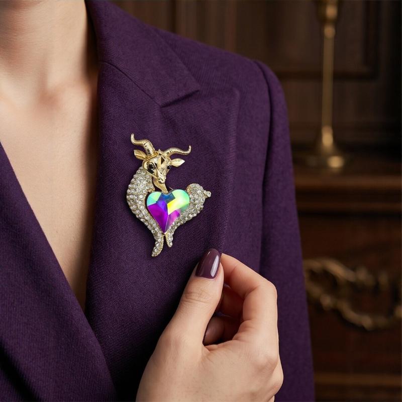 Broche de Cabra com Strass Exc - Unique Women'S Formal Wear avaliação e preço