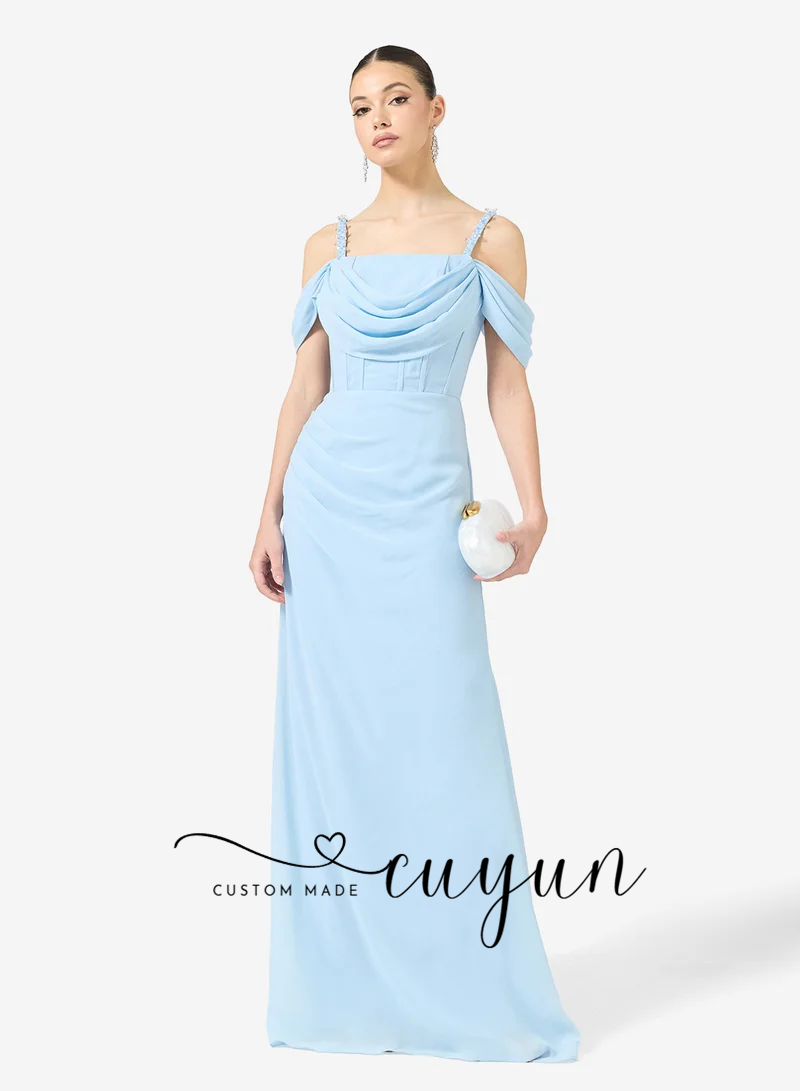 Cuyun personalizado céu azul f - Women'S Formal Dinner Wear avaliação e preço