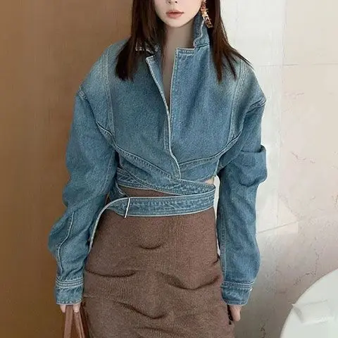 Azul lavado retro denim jaquet - Unique Women'S Formal Wear avaliação e preço
