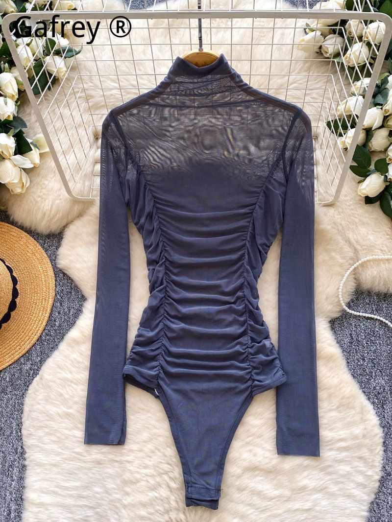 Body Sexy Cinza de Malha Franz - Turtleneck Bodysuit Office avaliação e preço