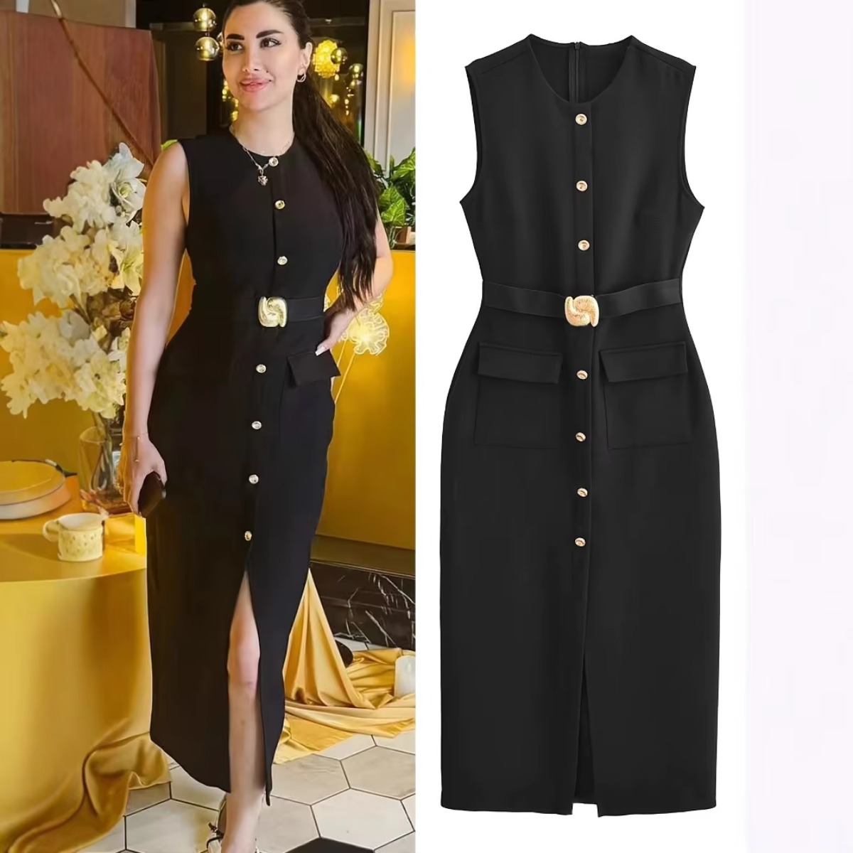 Vestido Feminino Sem Mangas co - Women'S Formal Dinner Wear avaliação e preço