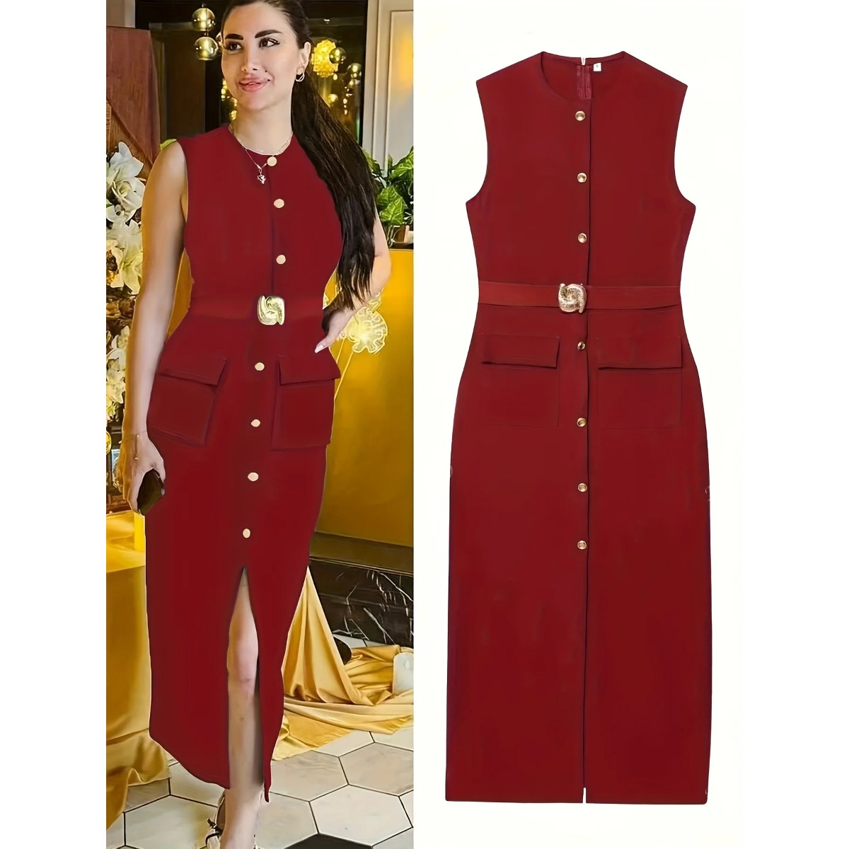 Vestido Feminino Sem Mangas co - Women'S Formal Dinner Wear avaliação e preço